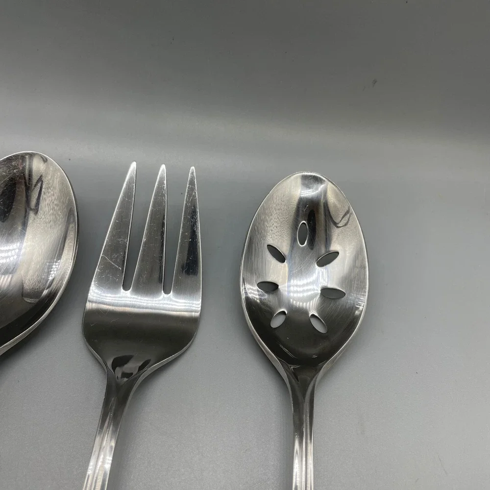 Dansk‎ ALSACE Stainless Steel 3 Piece Serving Set Slotted Spoon Meat Fork Spoon